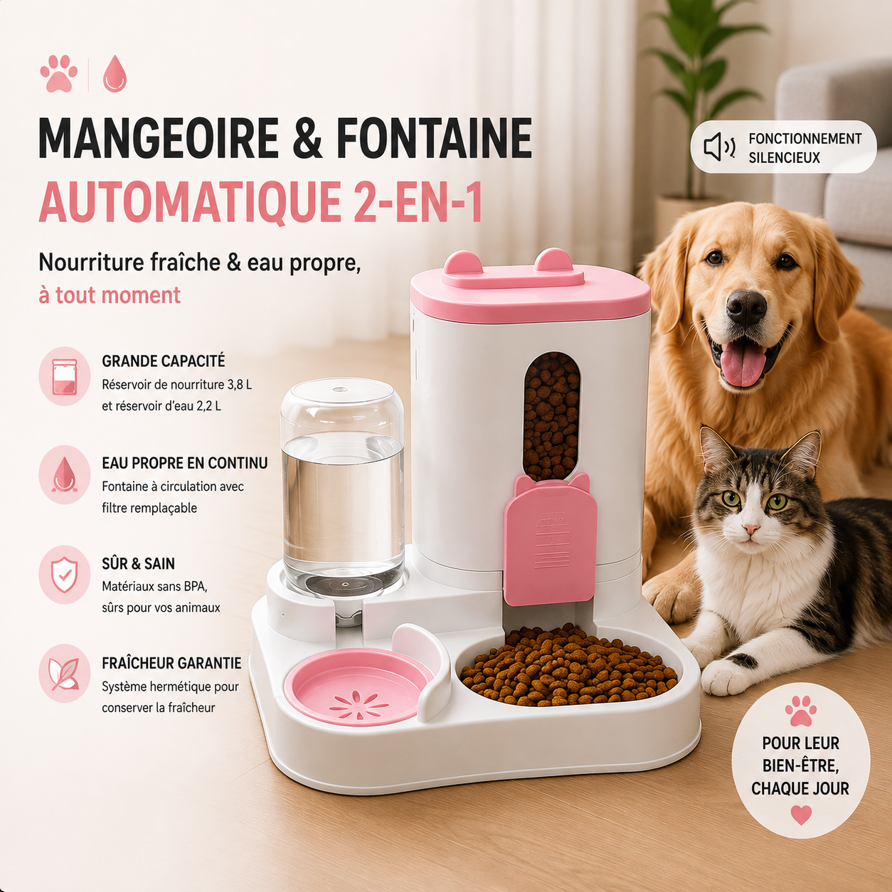 PawFlow™ – Distributeur Automatique 2-en-1