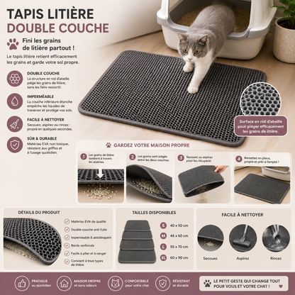 CleanPaw™ – Tapis de Litière Anti-Déchets