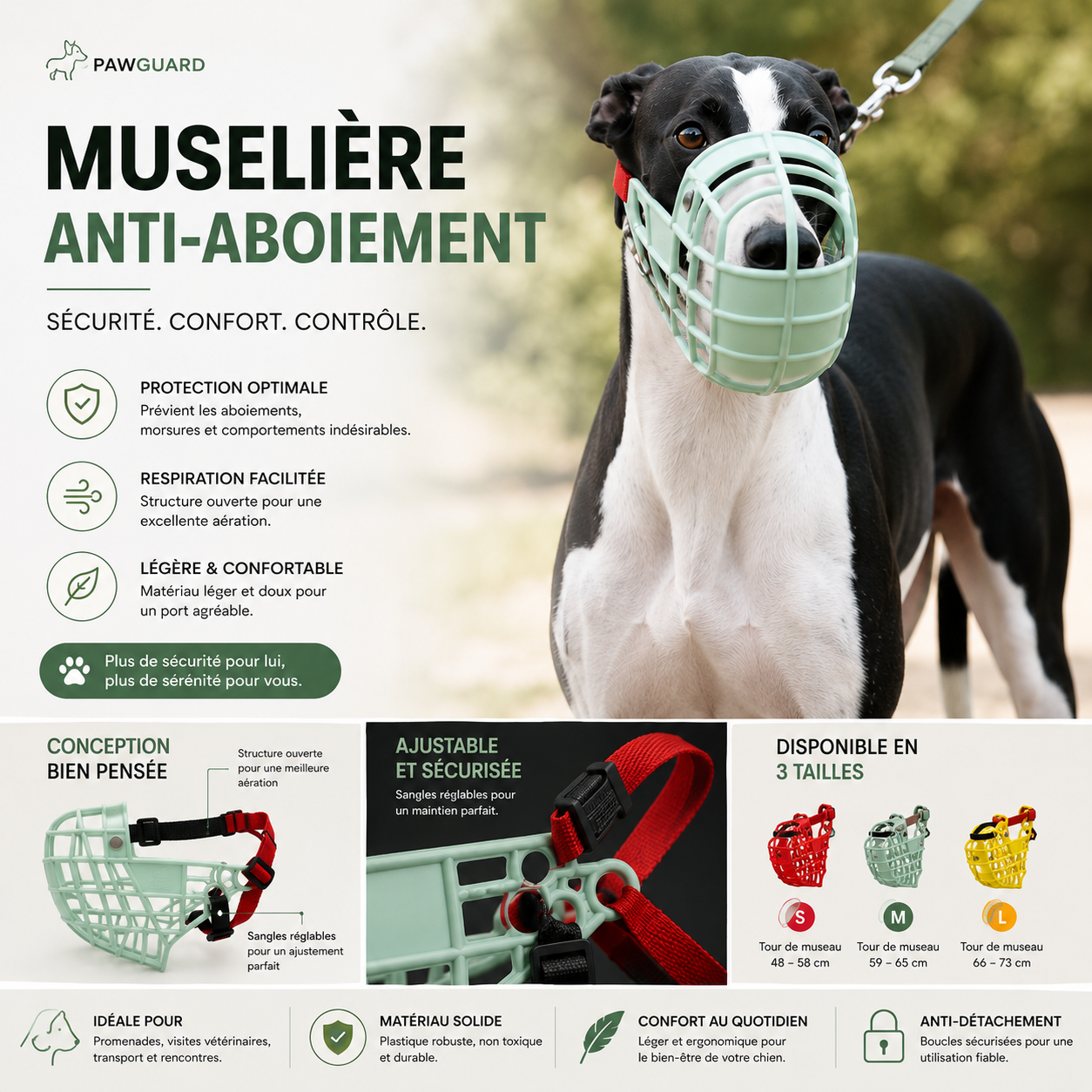 SecureDog™ – Muselière de Sécurité Réglable